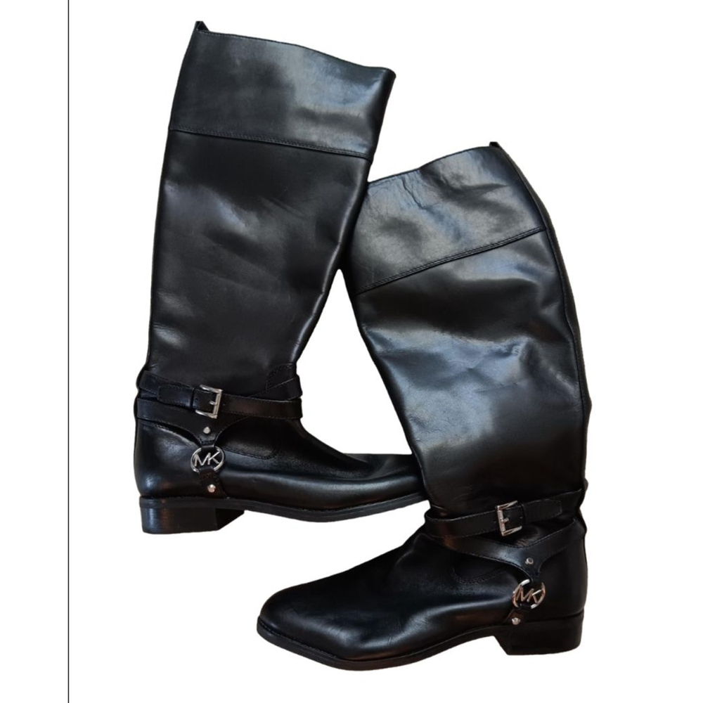 Women's Michael Kors Black Leather Riding Boots Size 7.5